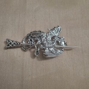 Celtic knot dragon silver tone hair bun cage and pin